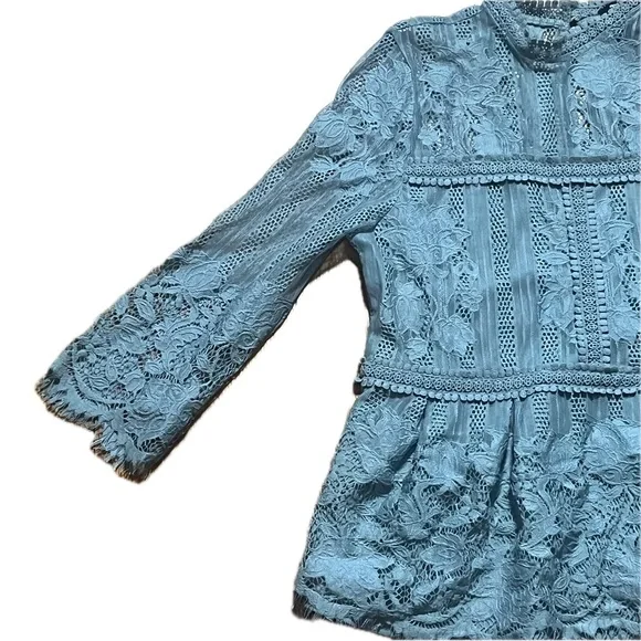 Miss Chievous Lace Lined Peplum Top Sage Green Size Small - Picture 4 of 8